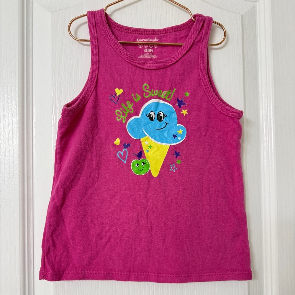 Garanimals pink girls' sleeveless tank top ice cream cone "Life is Sweet"4T